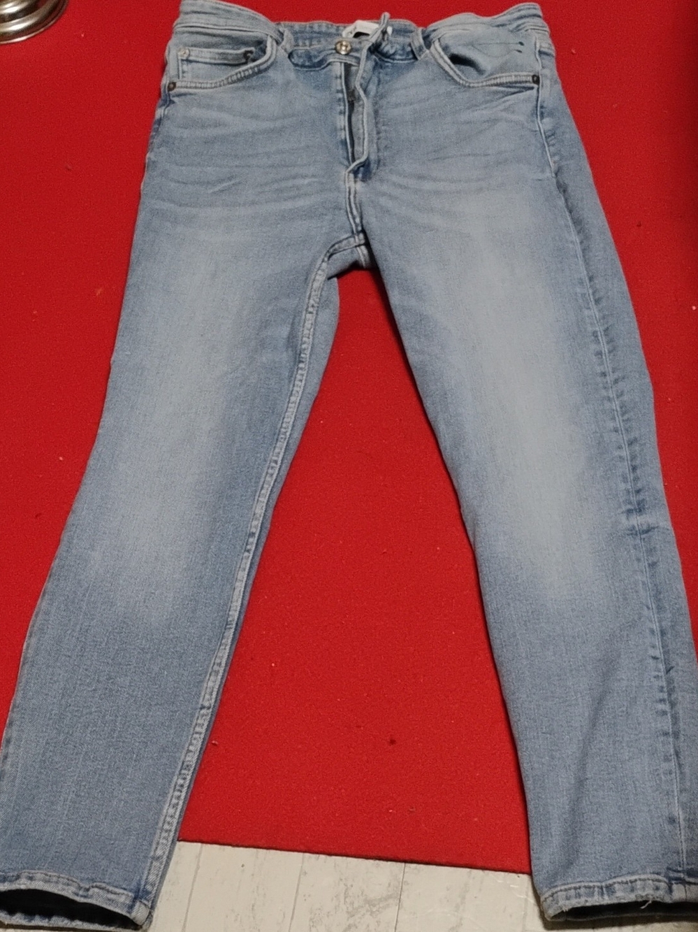 Zara Light Wash Straight Leg Jeans - Pale Blue